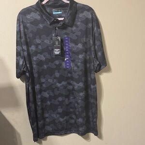 Men's PGA Tour Performance Golf Polo Shirt sz XXL NWT "Caviar" Black Camouflage